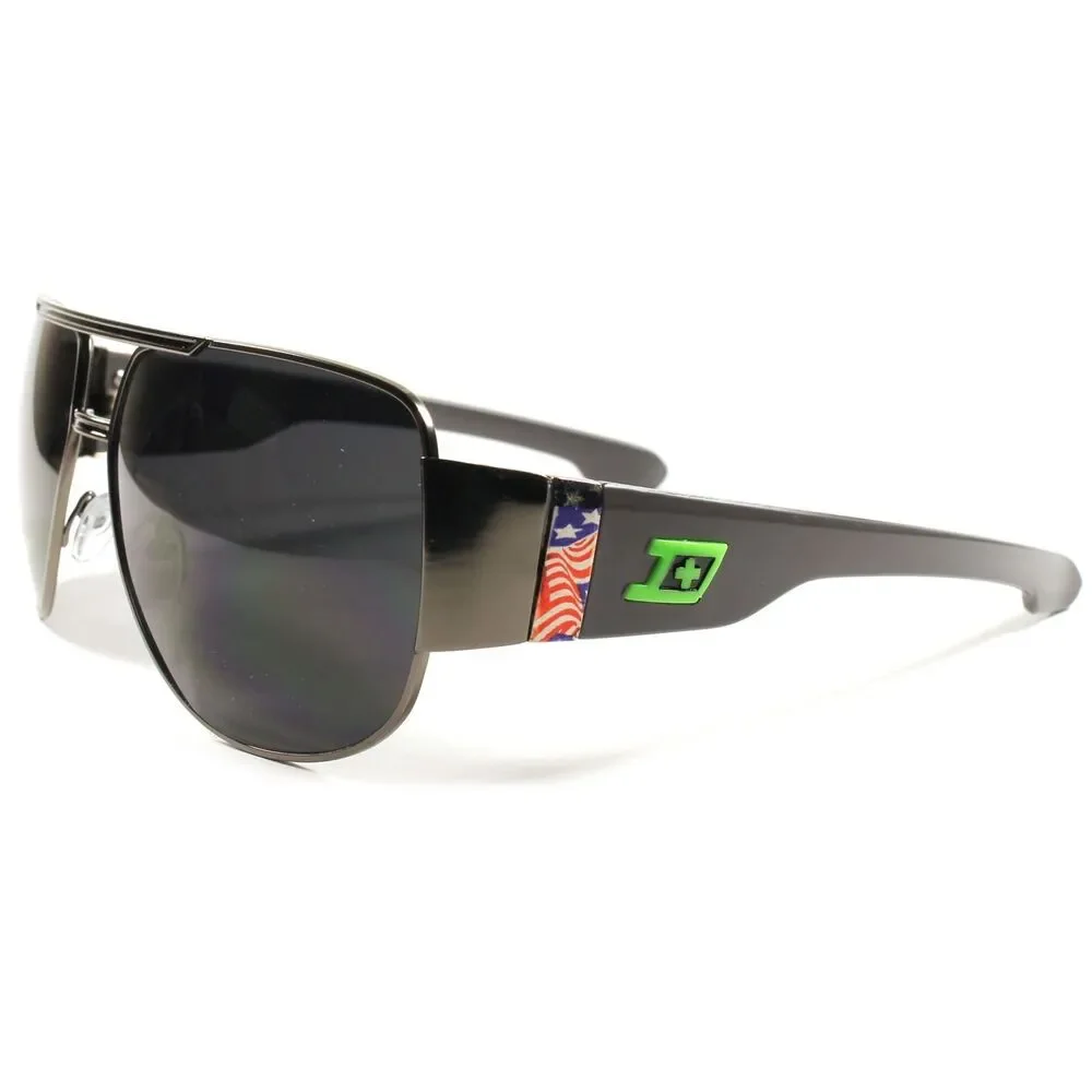 Novelty Mens Womens Gunmetal Rectangle Patriotic American Flag Sunglasses